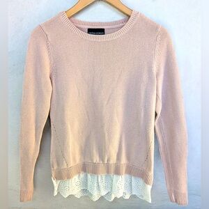 Cynthia Rowley Women’s Crew Neck with Eyelet Hem Sweater size Medium